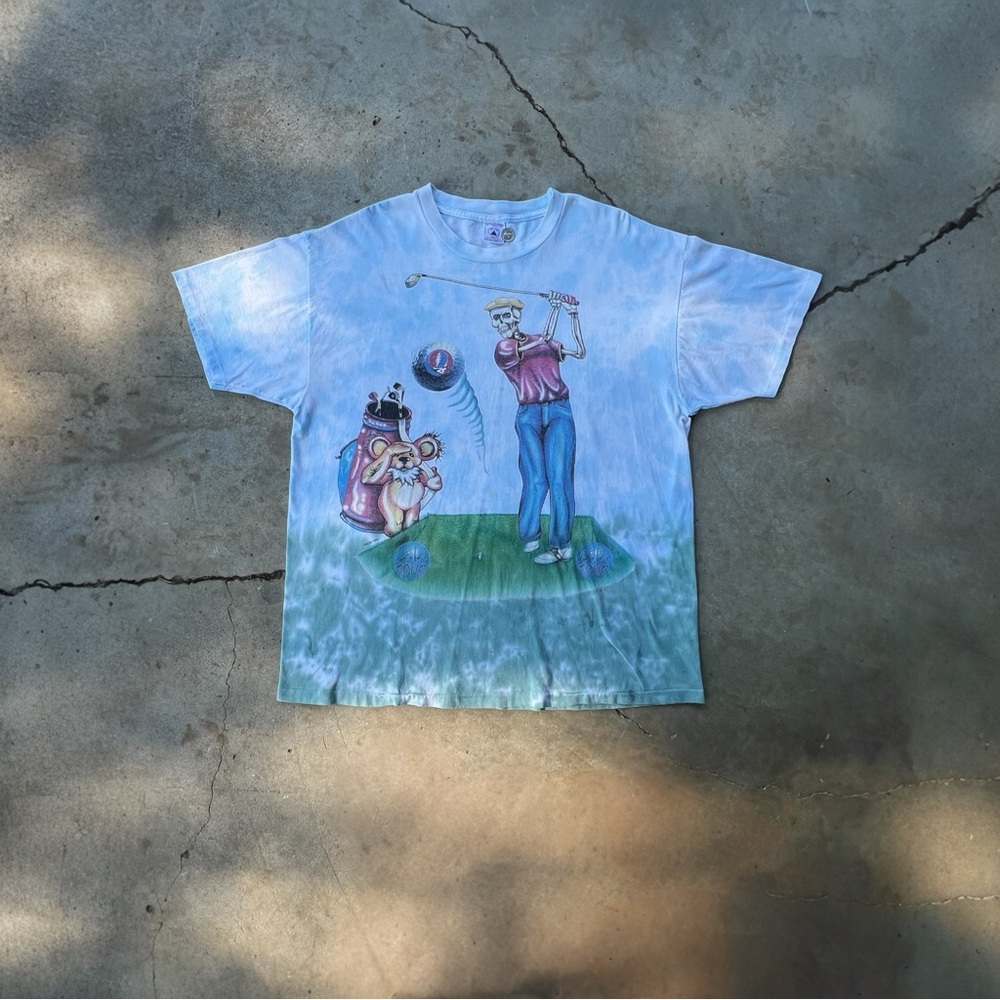 Vintage 1994 Grateful Dead golf All of print tie dye steal your face skull logo